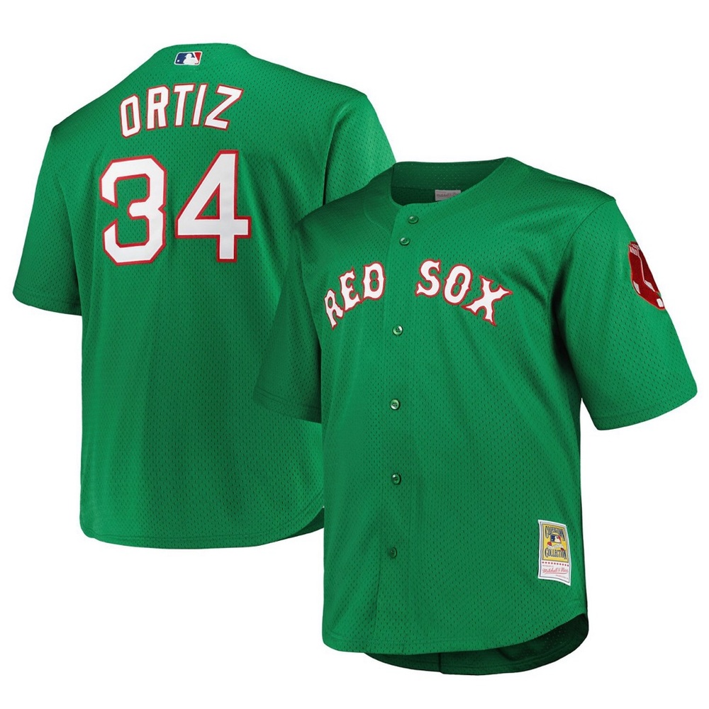 David Ortiz Kelly Green Red Sox jersey 6x